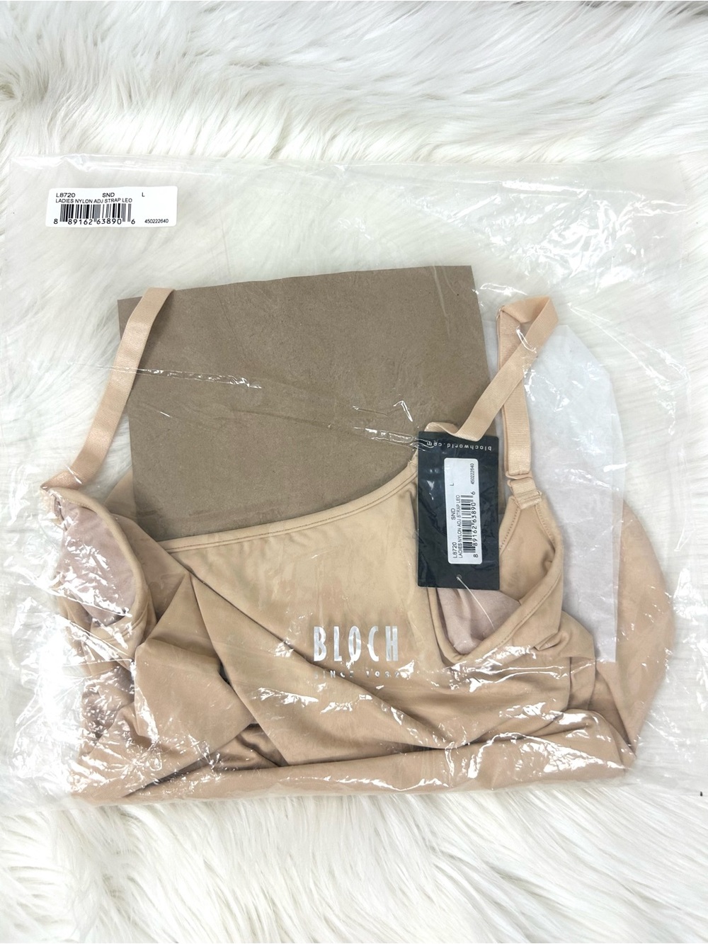 NWT Bloch Nude Ladies Nylon Adjustable Strap Leotard Size L
